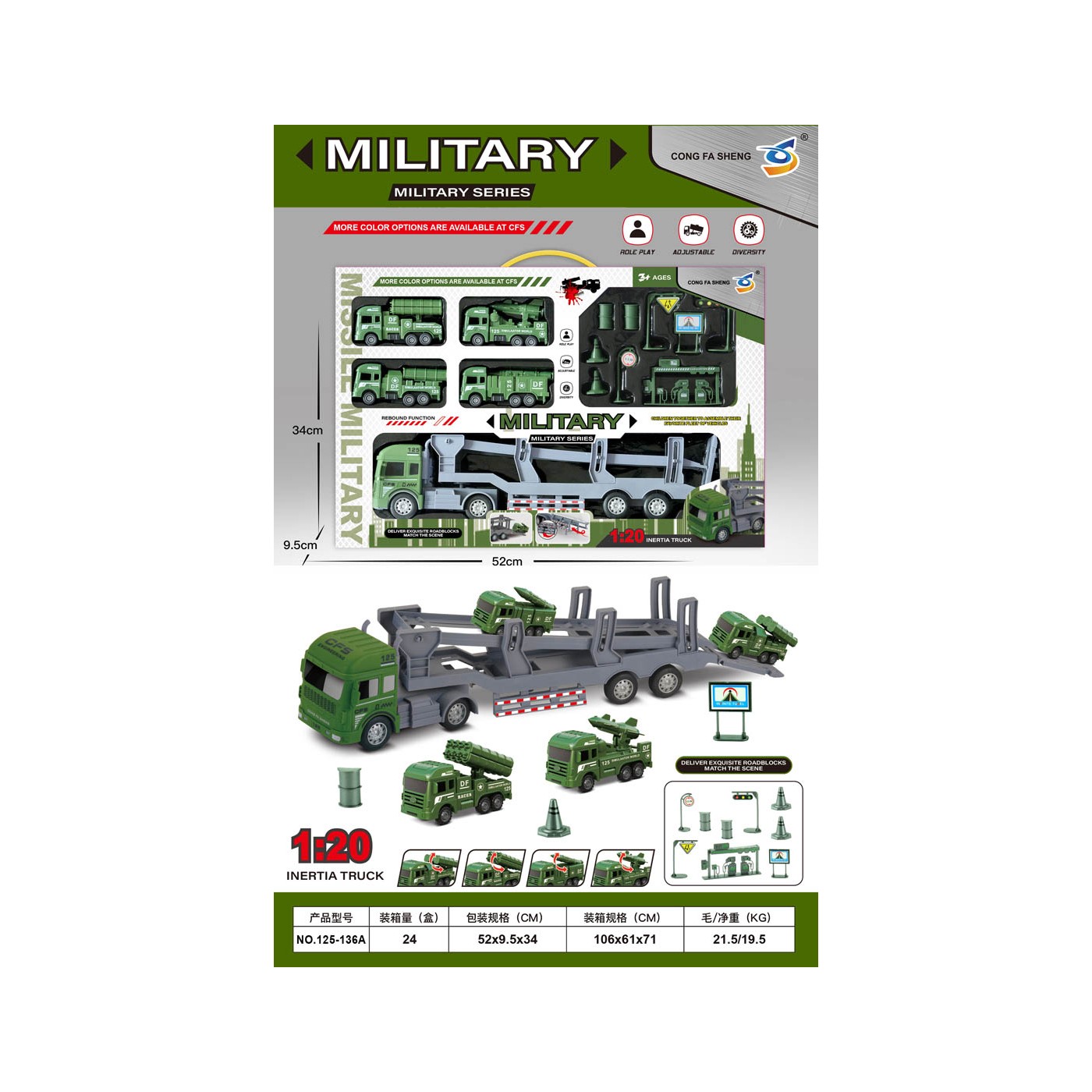 MEGA Truck and Vehicle Set + Accessories Military Edition