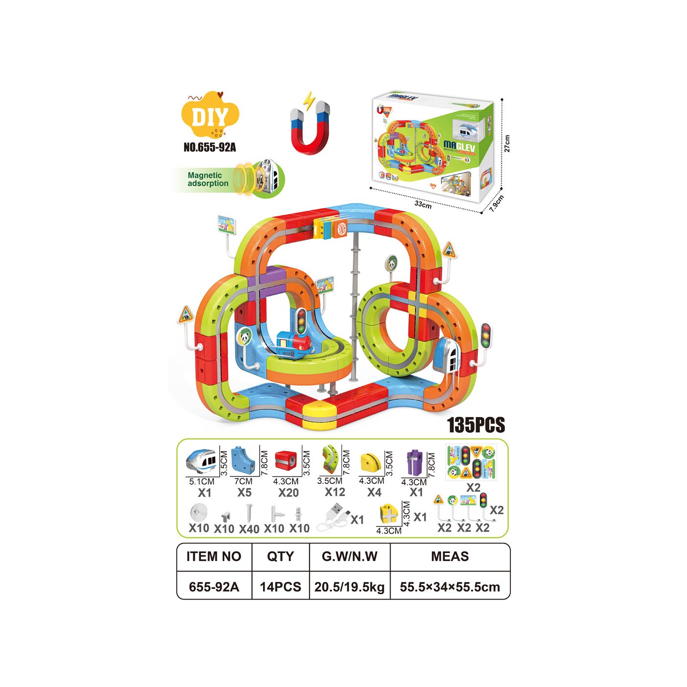 Magnetic Coloured Railway 135el.