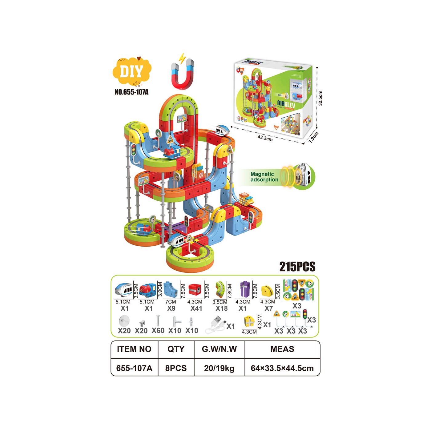 Magnetic Coloured Railway 215el.