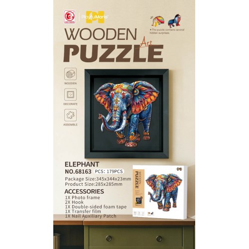 Wooden Jigsaw Puzzle Set 179el. Elephant