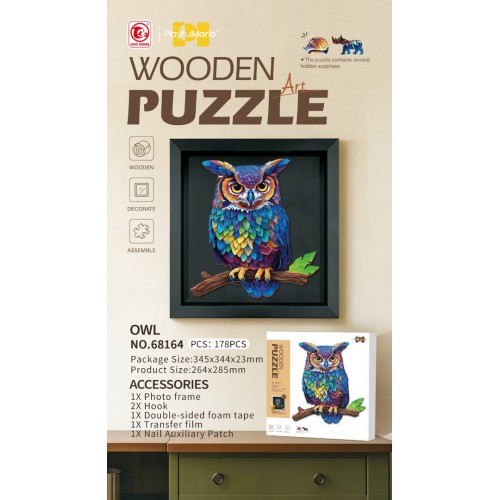 Wooden Jigsaw Puzzle Set 178el. Owl