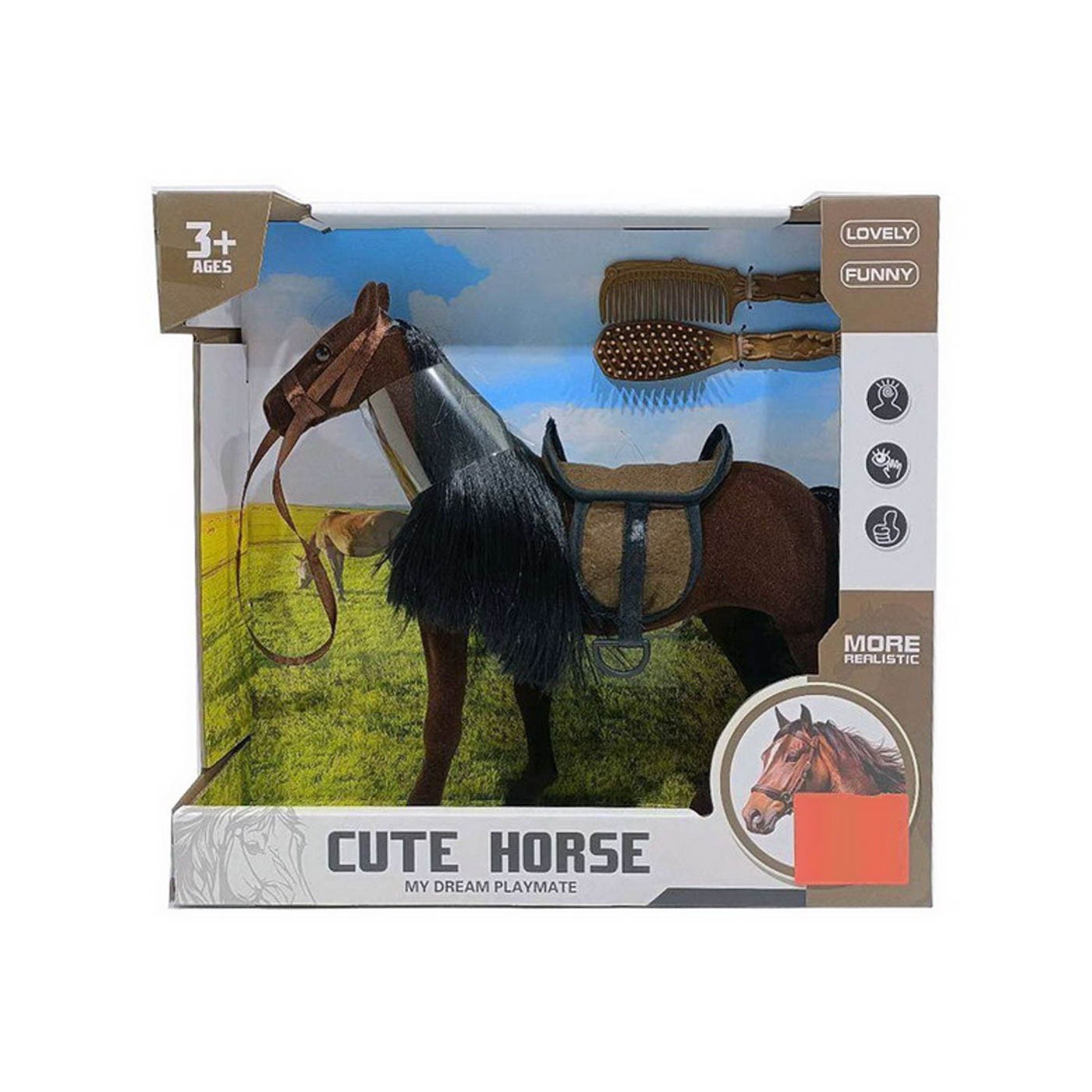 Brown Horse with Black Mane + Accessories
