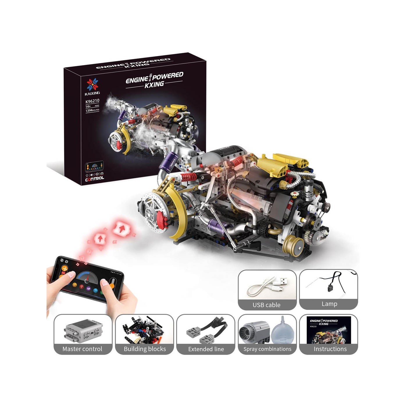 Set of bricks Motor with USB,Light and Smoke 1394el.