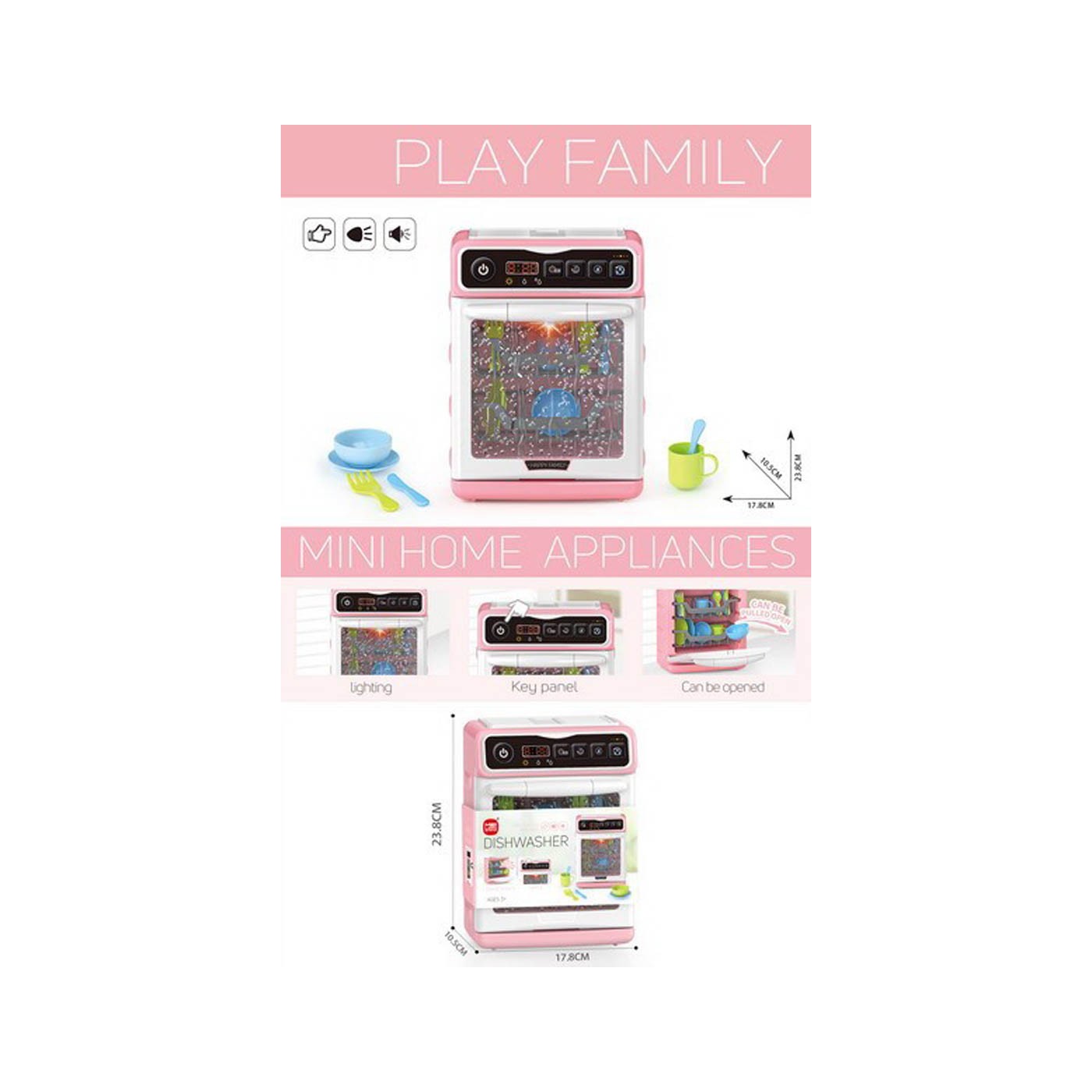 Dishwasher with Lights and Sounds Pink