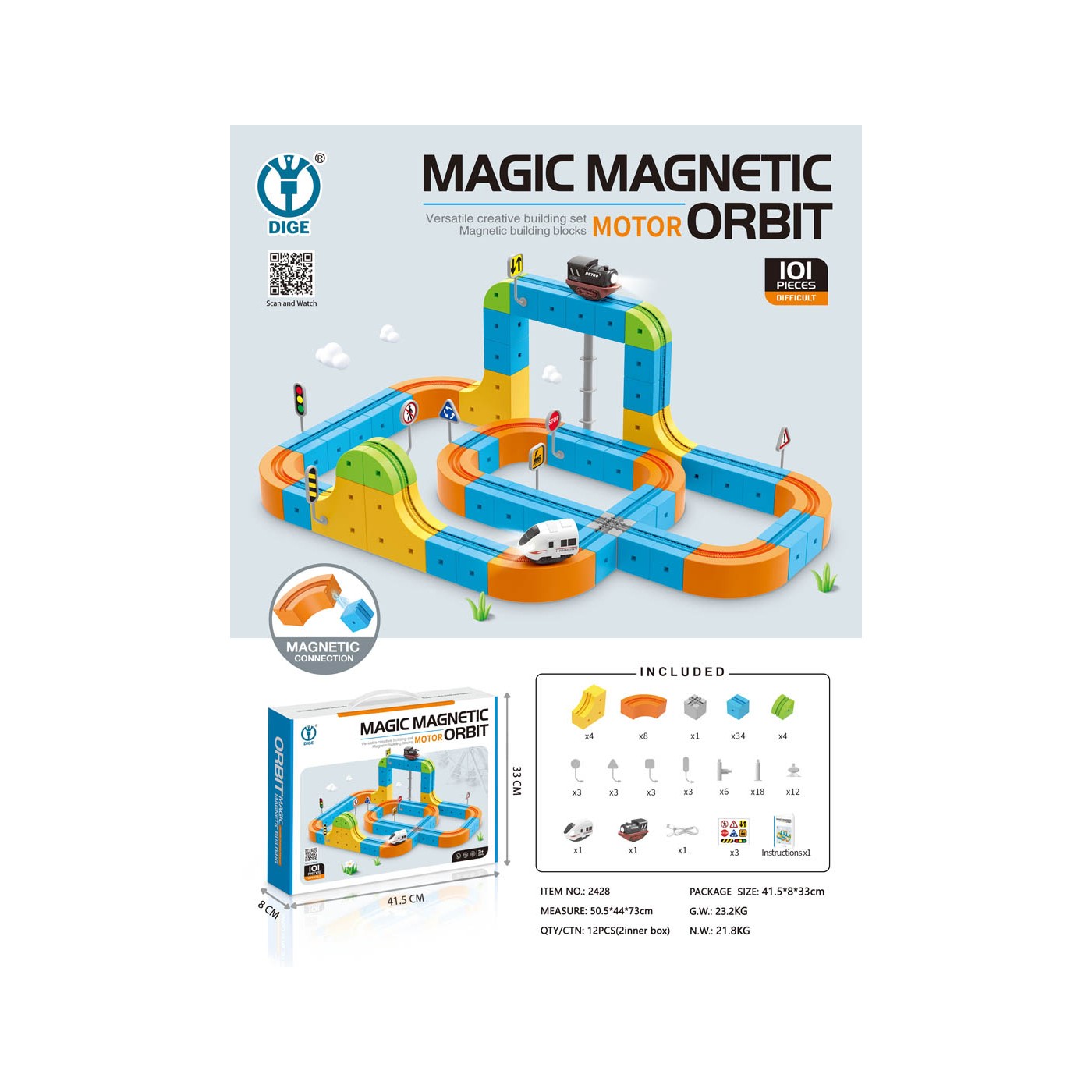 Magnetic Coloured Track 101el.