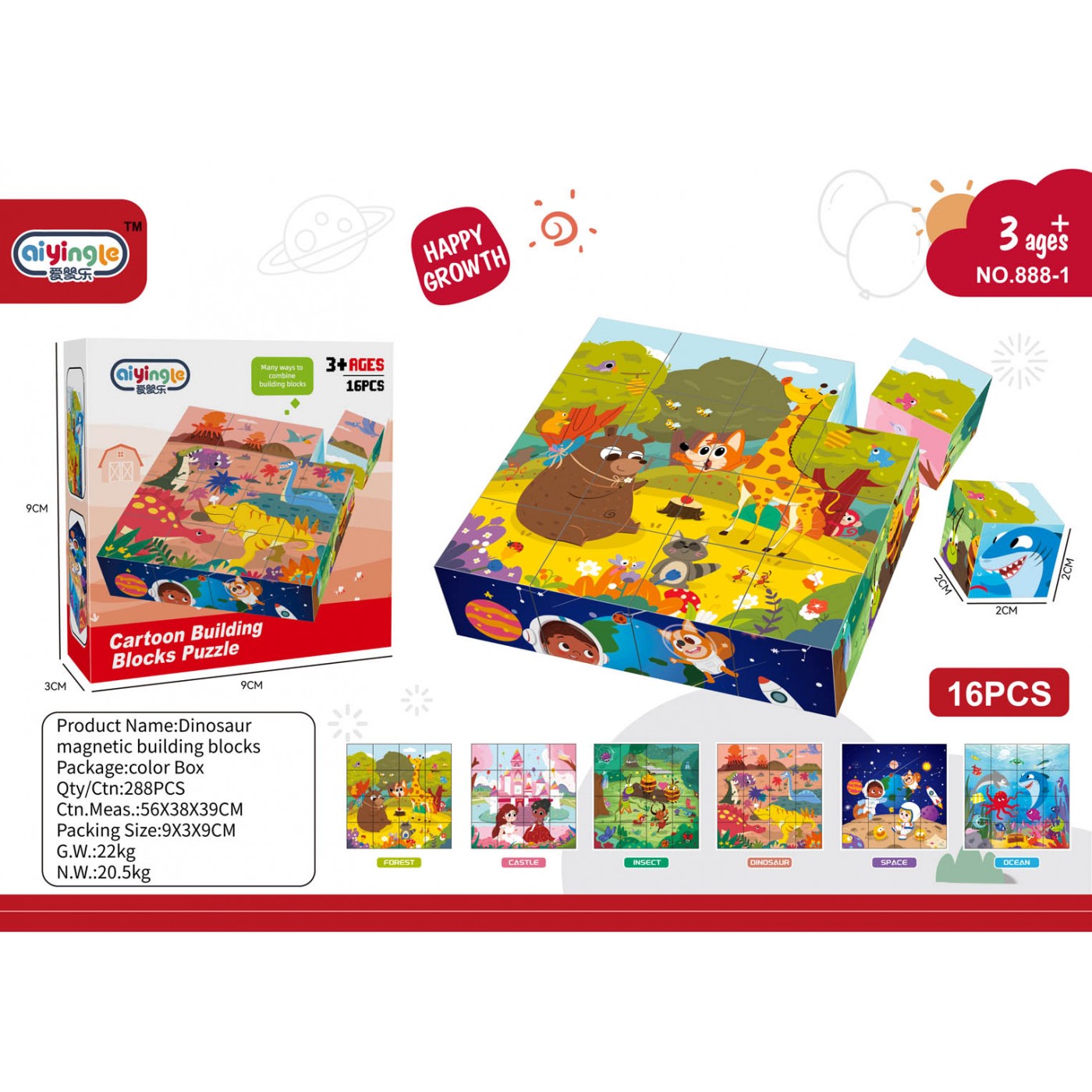 Mini Magnetic Cubes Set 16el.