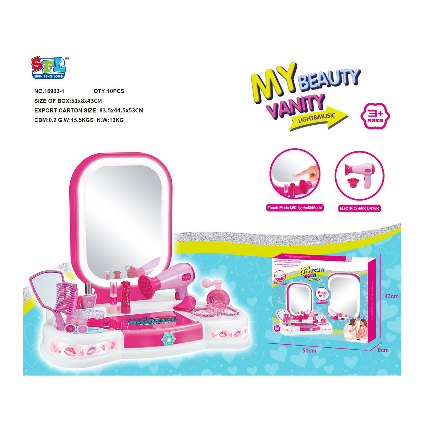 Table Dressing Table with Illumination + Accessories