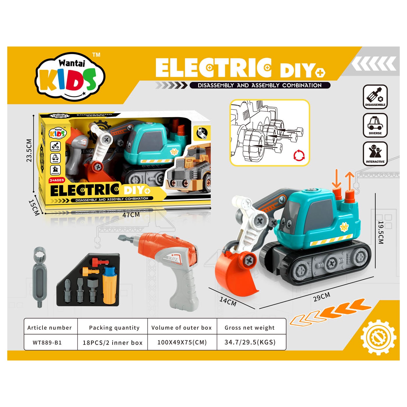 Animated Mobile Excavator + Accessories