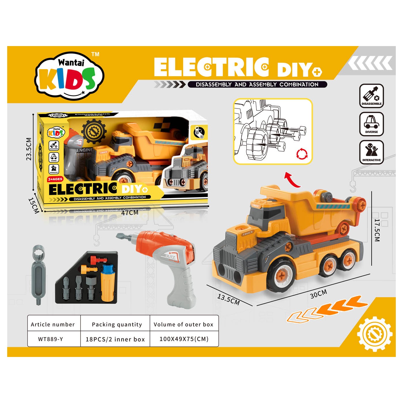 Roll-Off Tipper Truck Yellow + Accessories