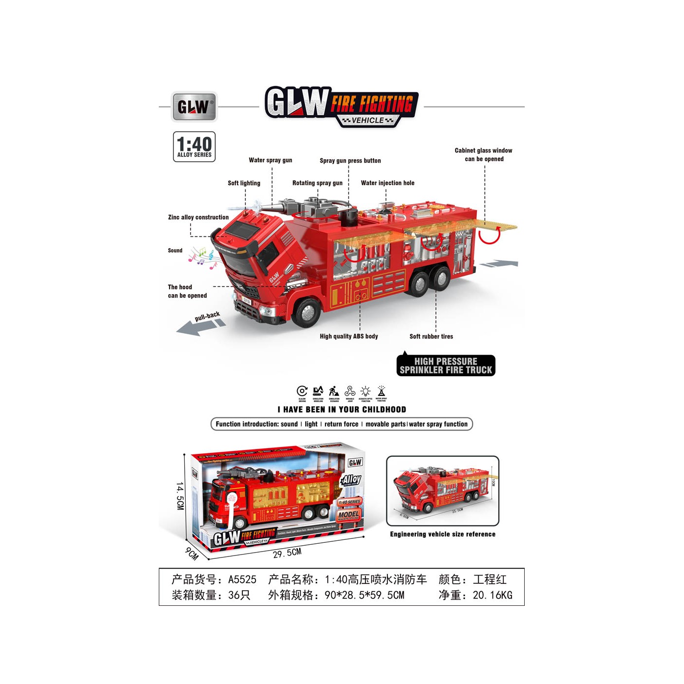 MEGA Fire Brigade with Lights and Sound Function Openable Parts