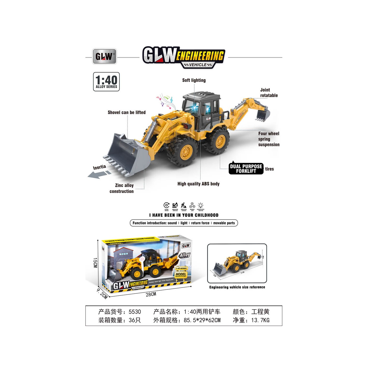 MEGA Excavator with Lights and Sound Function Openable Parts