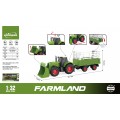 Green Tractor with Lights and Sound Function 1:32 + Green Trailer
