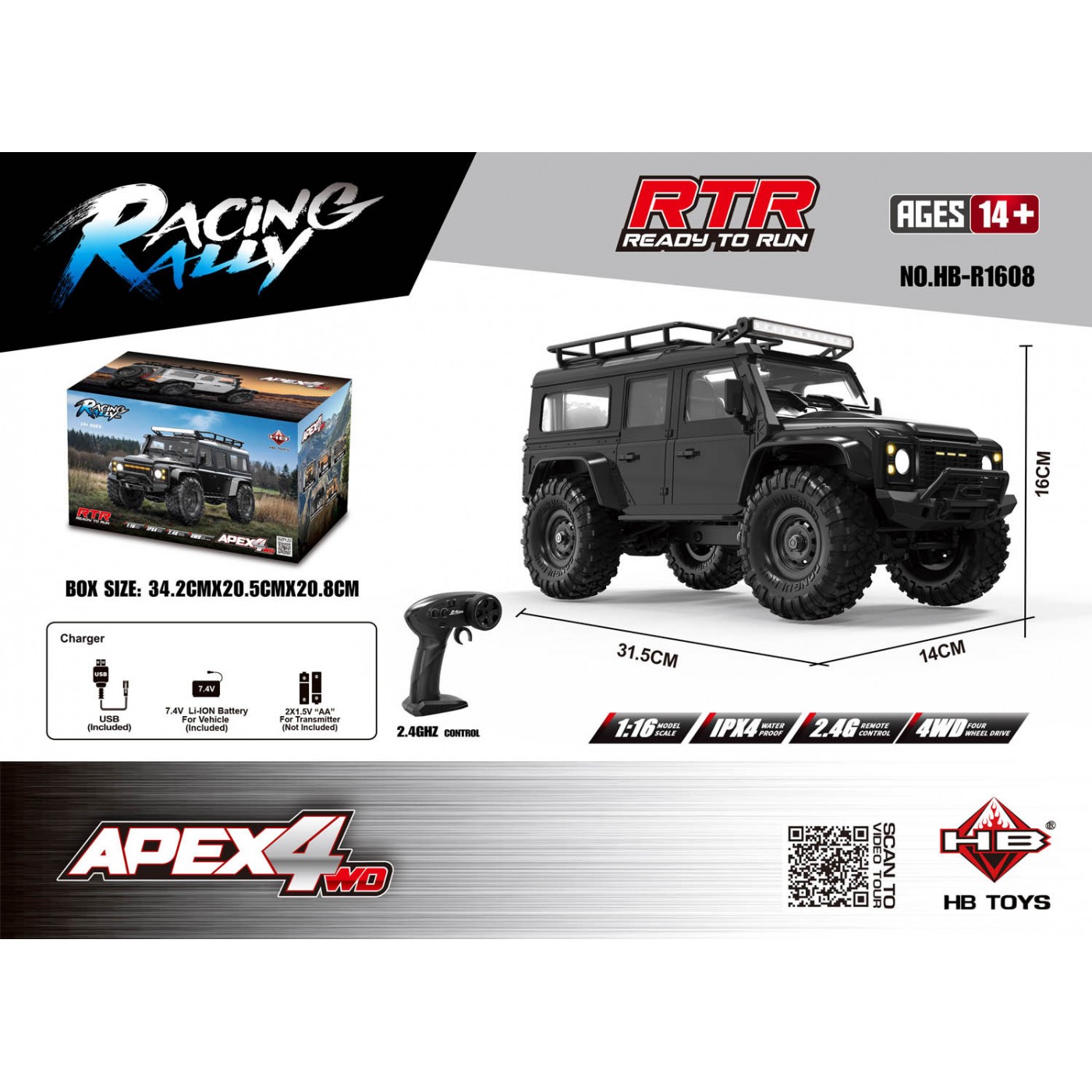 R/C off-road car RTR APEX 4 1:16 Black