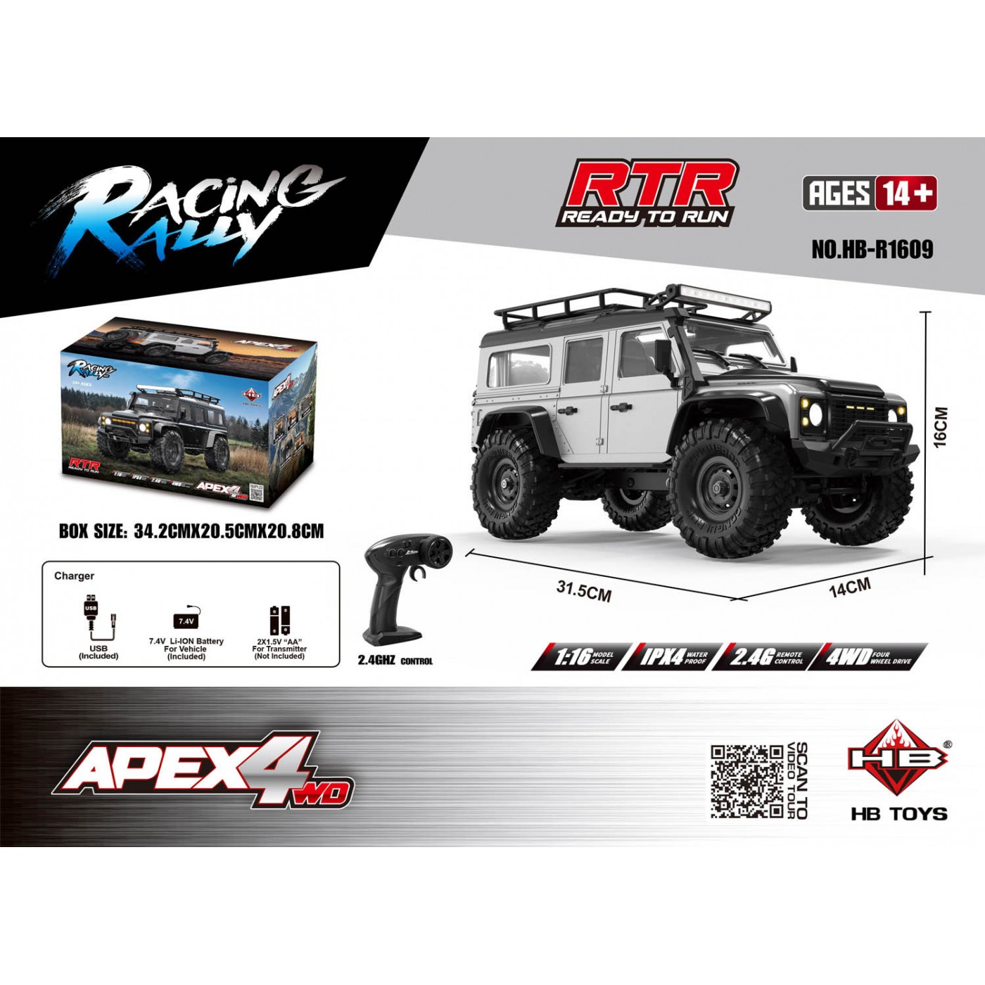 R/C off-road car RTR APEX 4 1:16 White