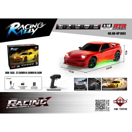 R/C Drift Car TurboSlide 1:18 with Illumination Red