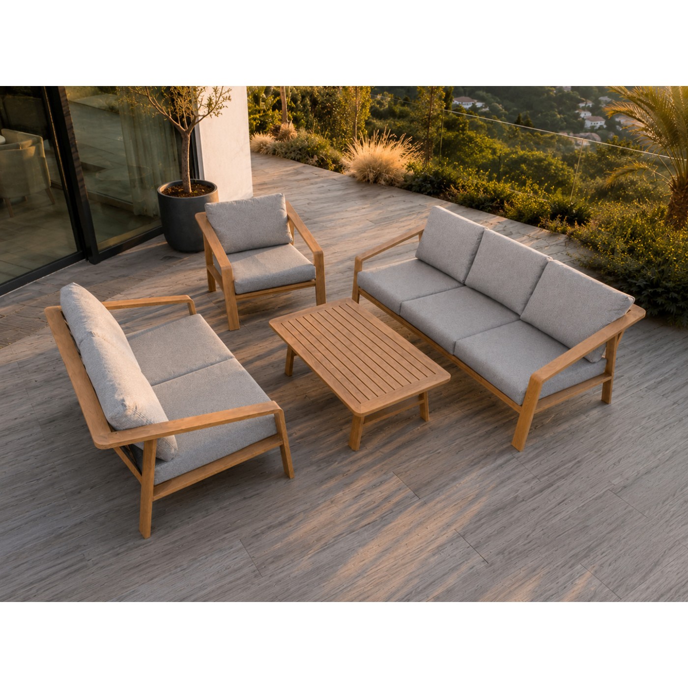 Aluminum Garden Furniture Two Sofas + Armchair + Table