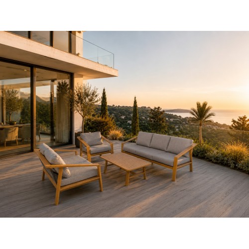 Aluminum Garden Furniture Two Sofas + Armchair + Table