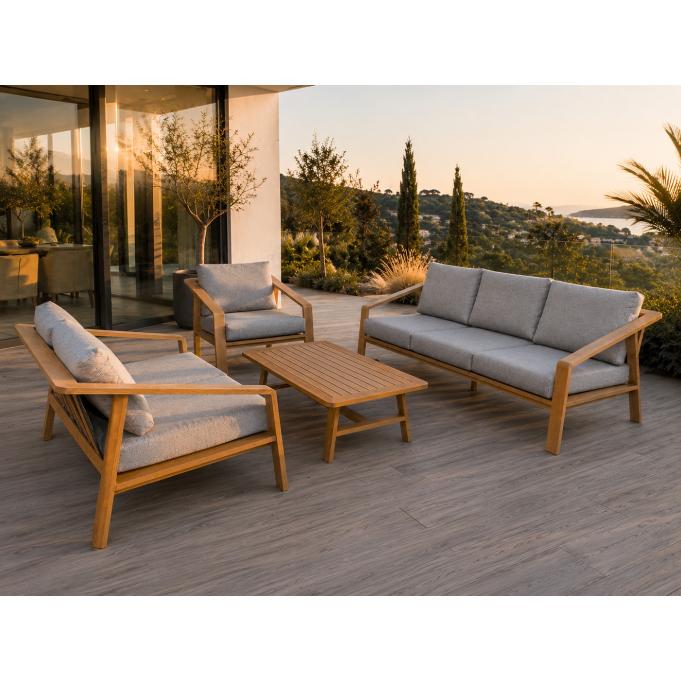 Aluminum Garden Furniture Two Sofas + Armchair + Table
