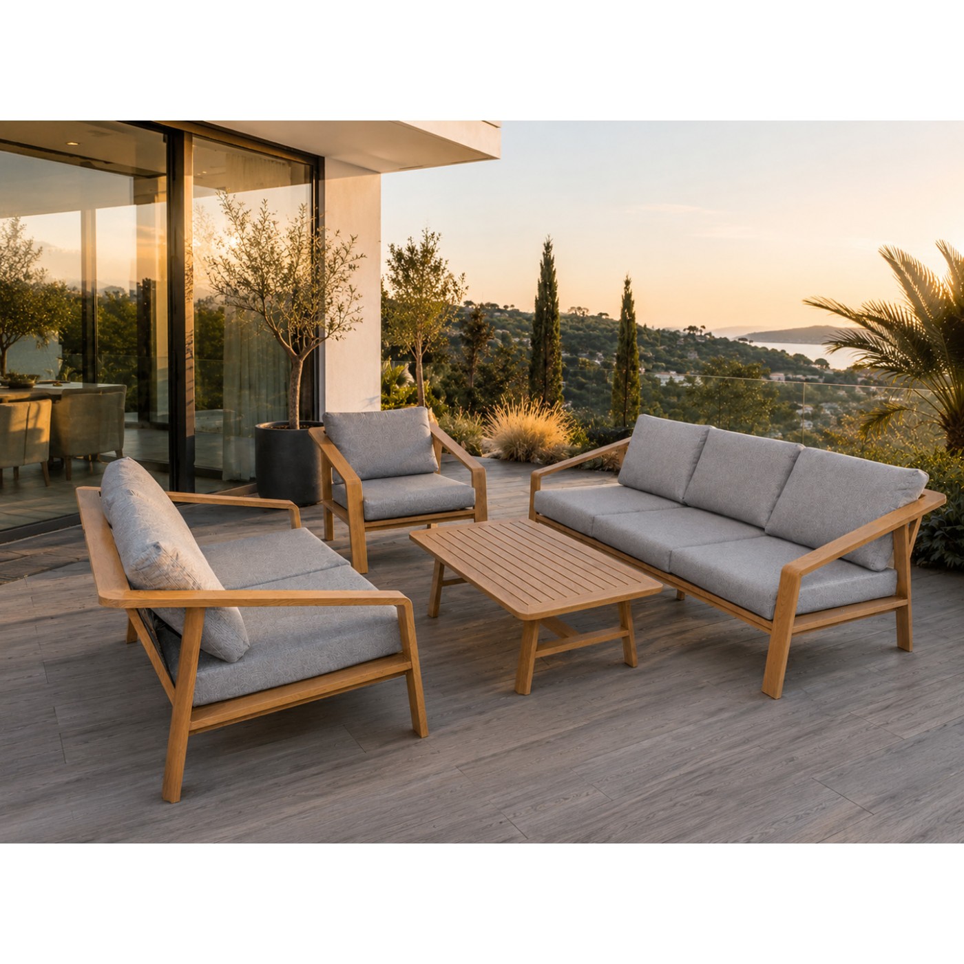 Aluminum Garden Furniture Two Sofas + Armchair + Table