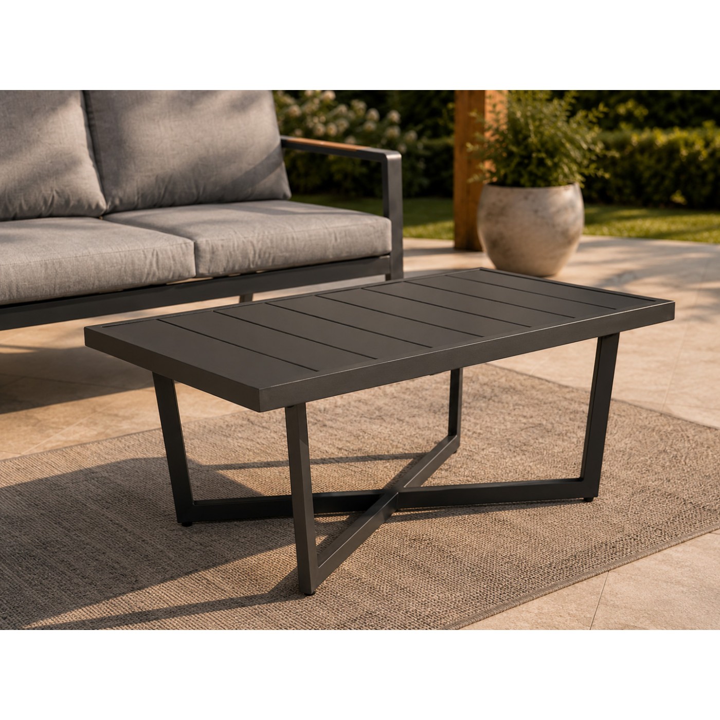 Aluminum Garden Furniture Sofa + Two Armchairs + Table