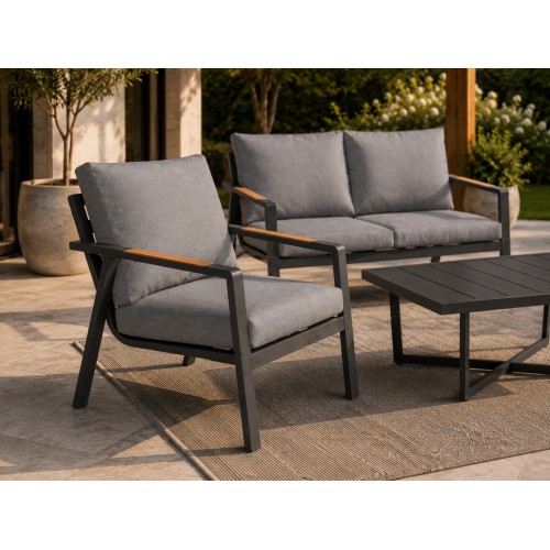Aluminum Garden Furniture Sofa + Two Armchairs + Table