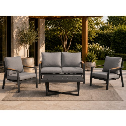 Aluminum Garden Furniture Sofa + Two Armchairs + Table