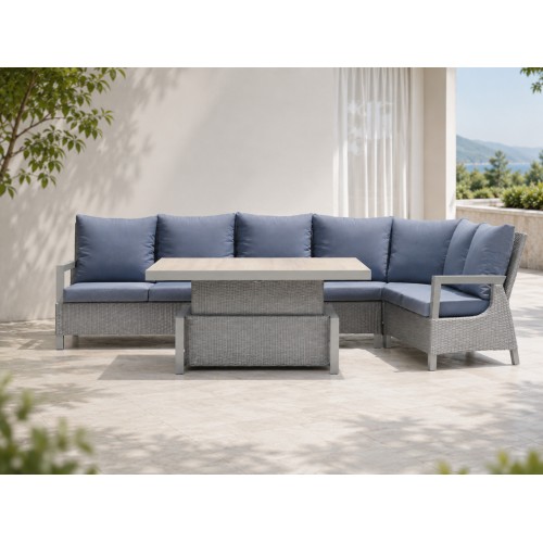 Garden Furniture Rattan Corners + Adjustable Table with Cera