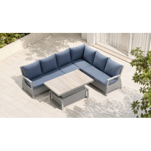 Garden Furniture Rattan Corners + Adjustable Table with Cera