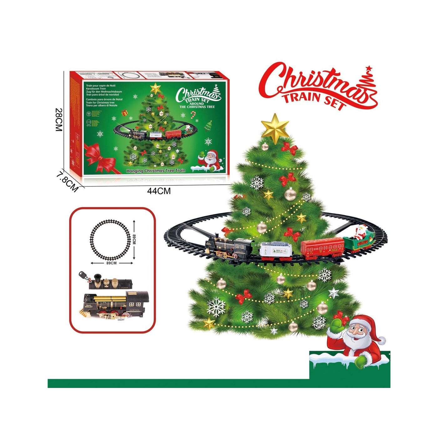 Railway with Locomotives Mounted on a Christmas Tree