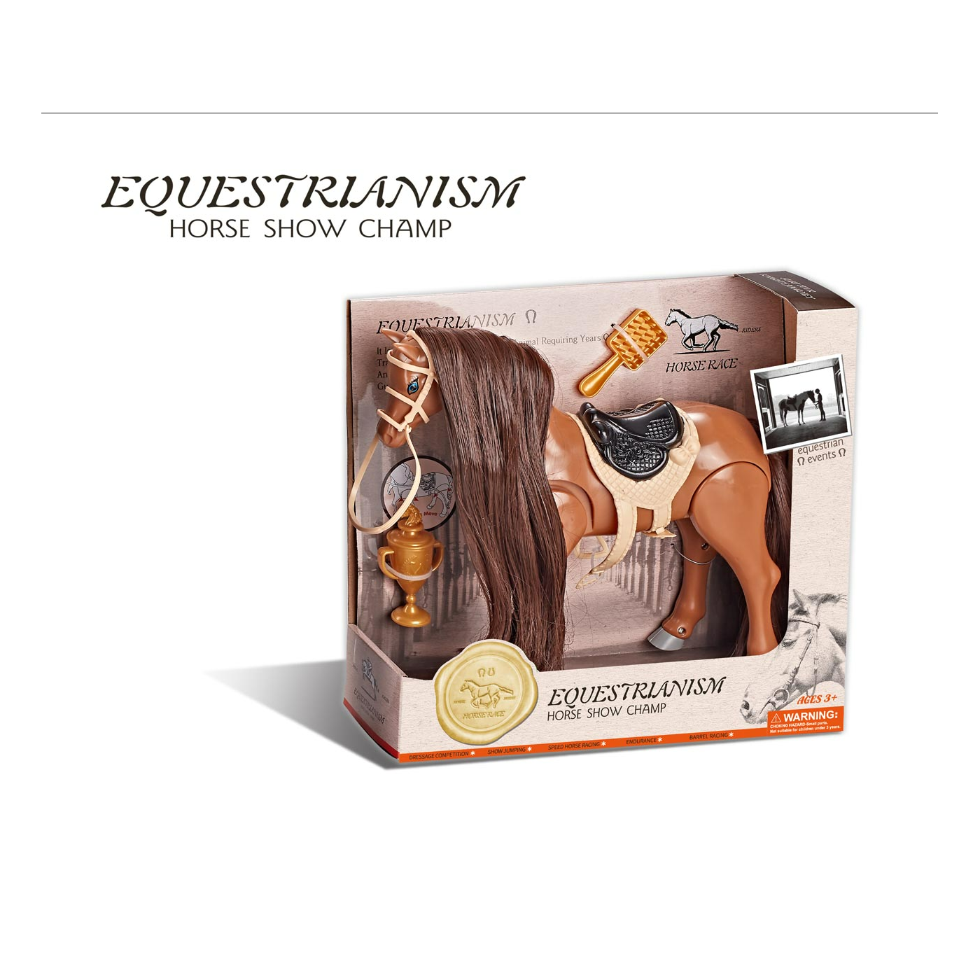 Combing Horse Figurine with Long Mane