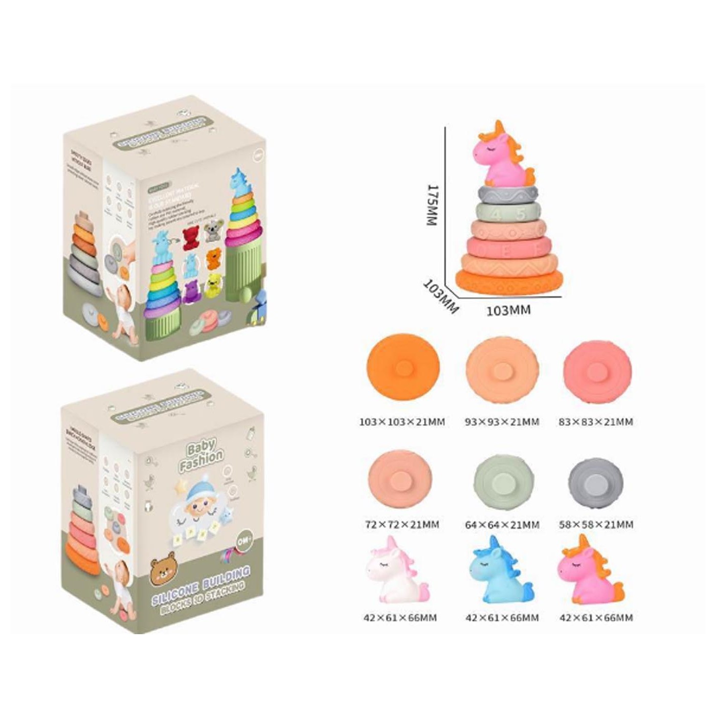 Soft Coloured Sensory Pyramid Unicorn