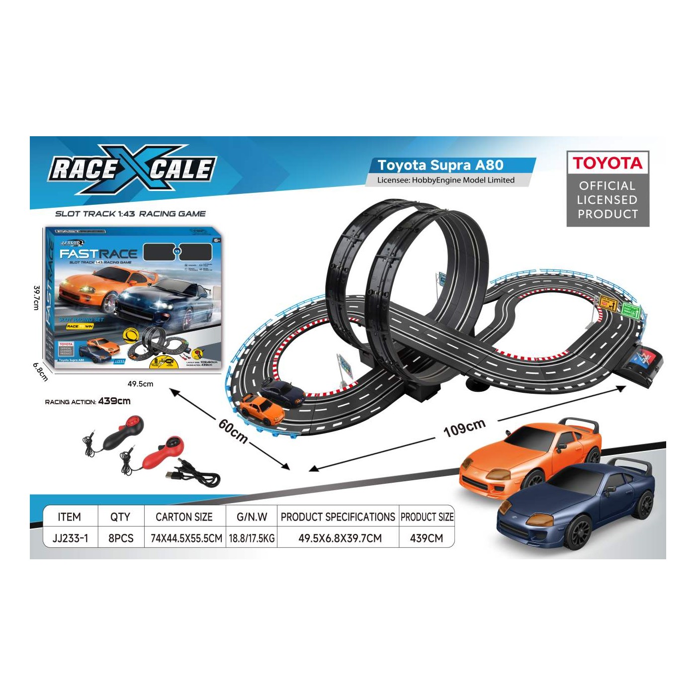 R/C TOYOTA Race Track 1:43 - 109x60 cm