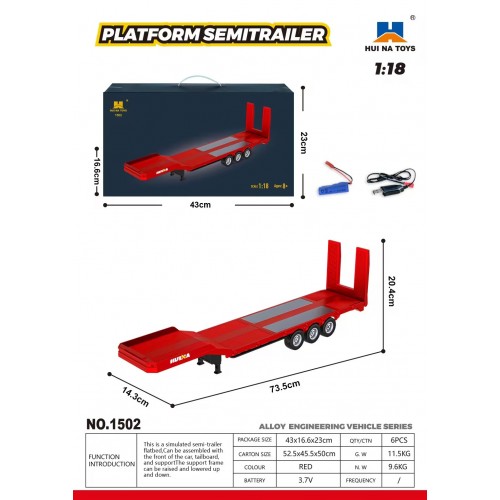 1:18 Scale Red Lorry Semi-Trailer