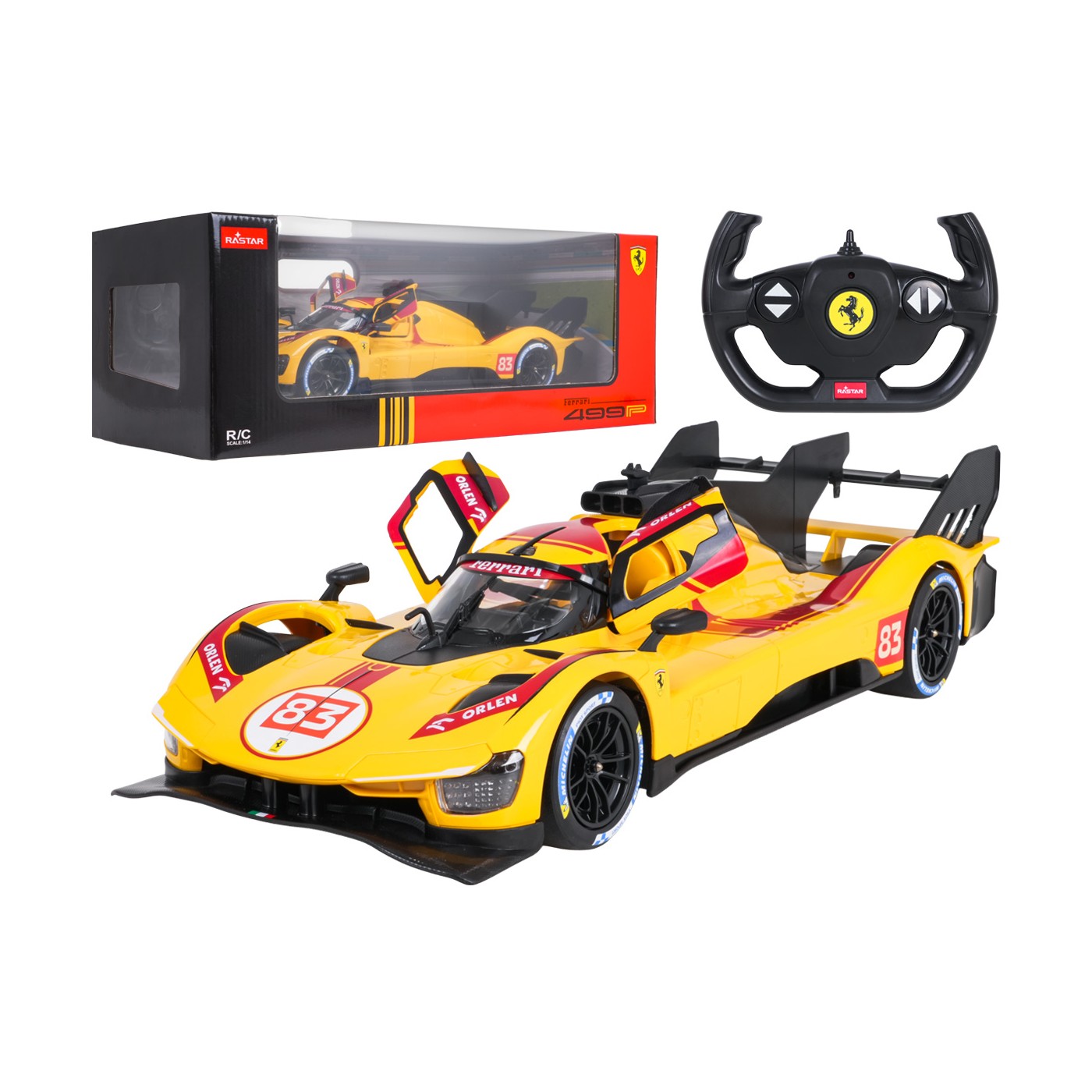 R/C car 1:14 Ferrari 499P Yellow RASTAR
