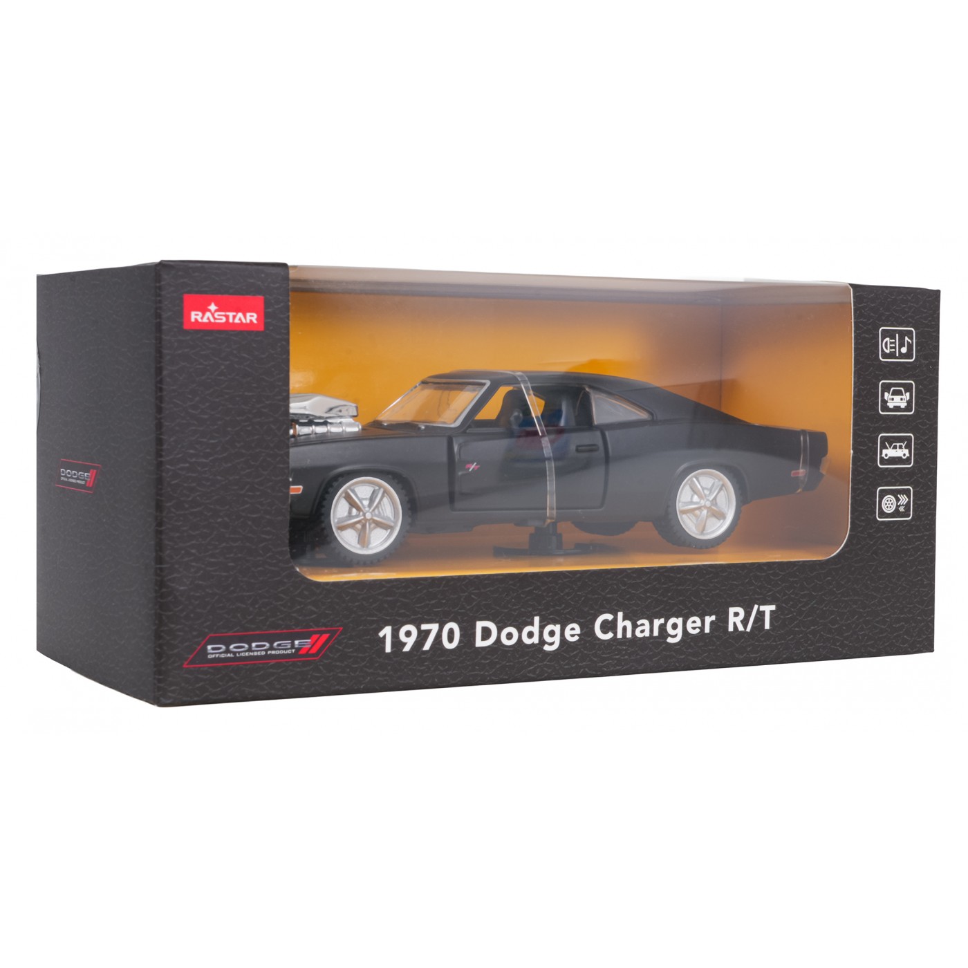 Metal Car 1:36 1970 Dodge Charger R/T Black RASTAR