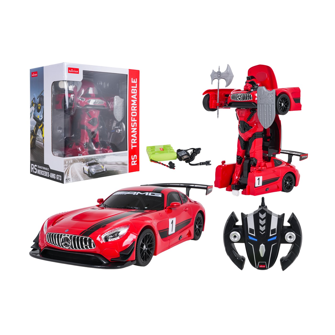 Car/Robot 2in1 R/C 1:14 Mercedes-AMG GT3 Red RASTAR