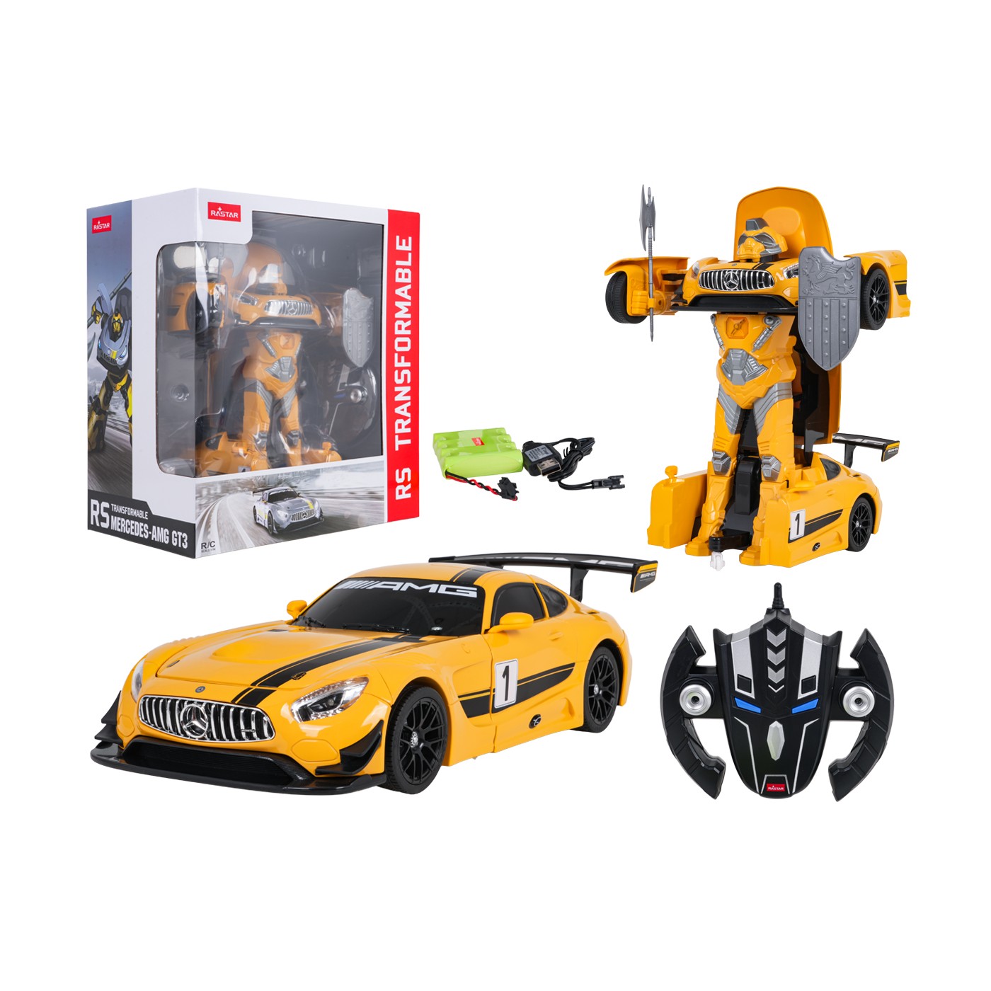 Car/Robot 2in1 R/C 1:14 Mercedes-AMG GT3 Yellow RASTAR