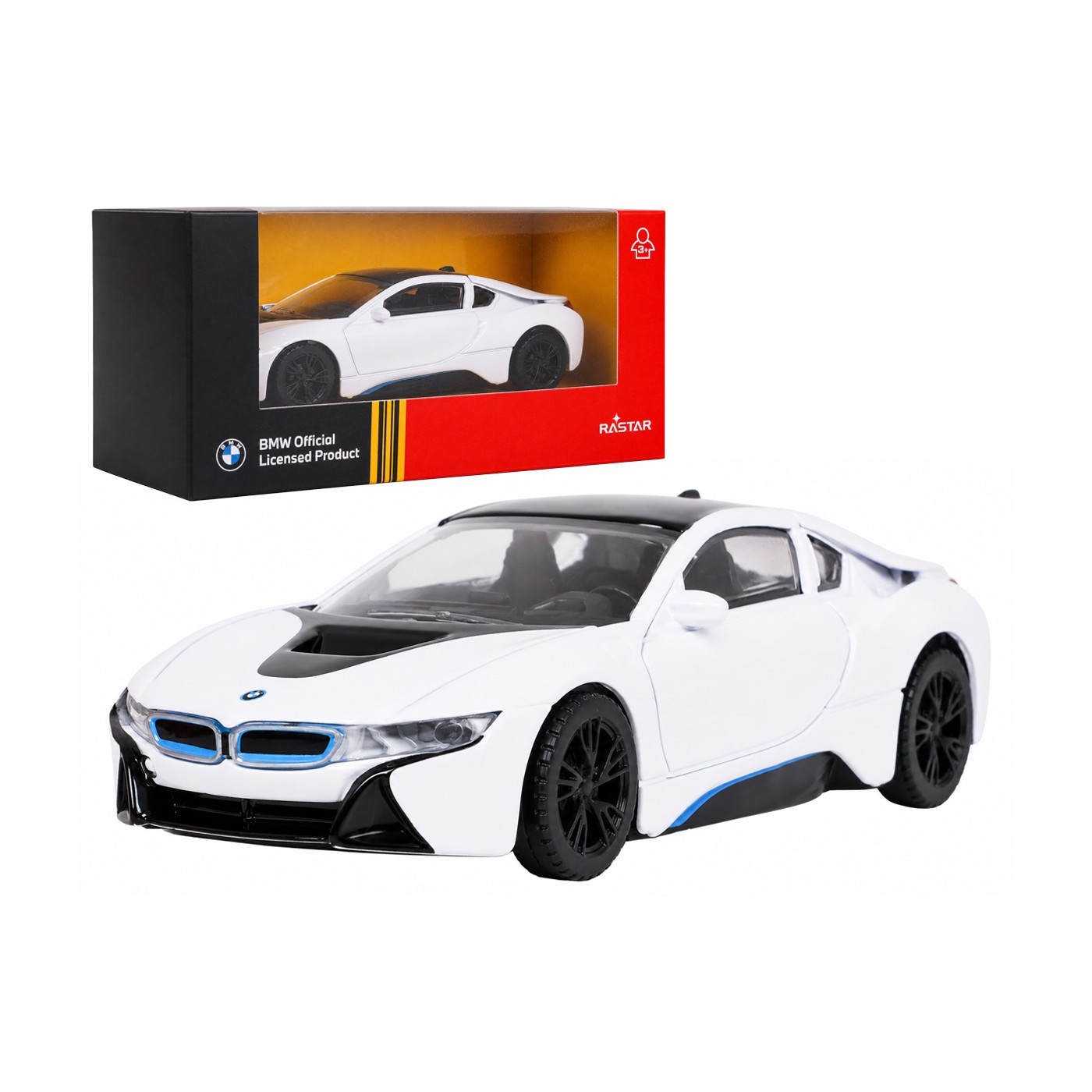 Metal Car 1:43 BMW i8 White RASTAR