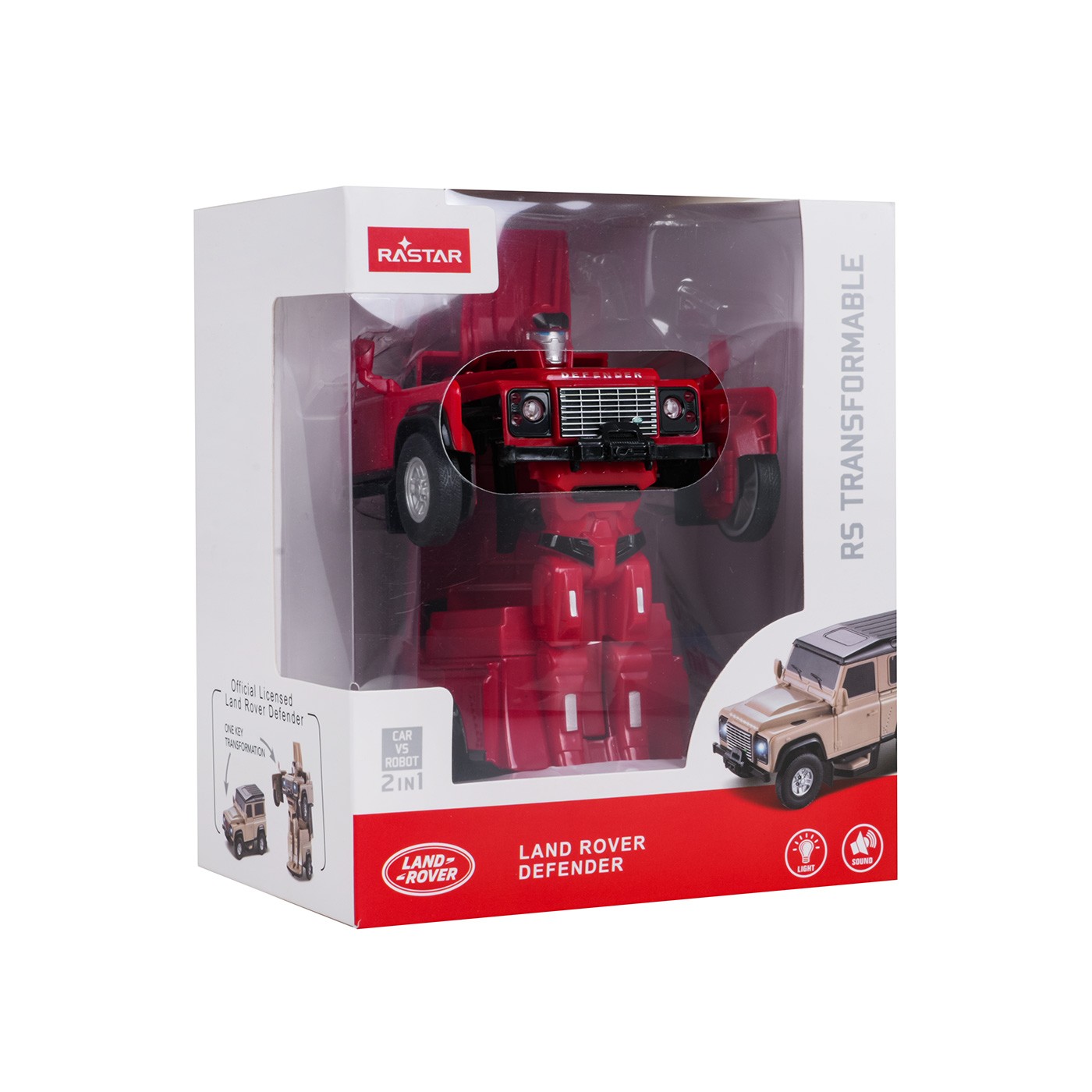 Metal Car/Robot 2in1 1:32 Land Rover Defender Red RASTAR