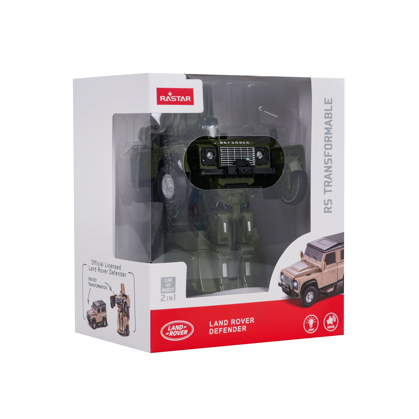 Metal Car/Robot 2in1 1:32 Land Rover Defender Green RASTAR