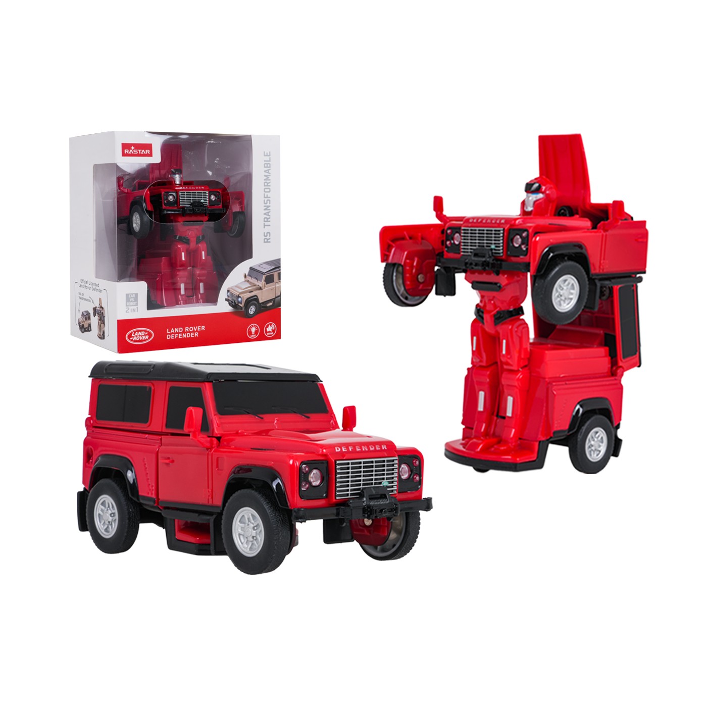 Metal Car/Robot 2in1 1:32 Land Rover Defender Red RASTAR