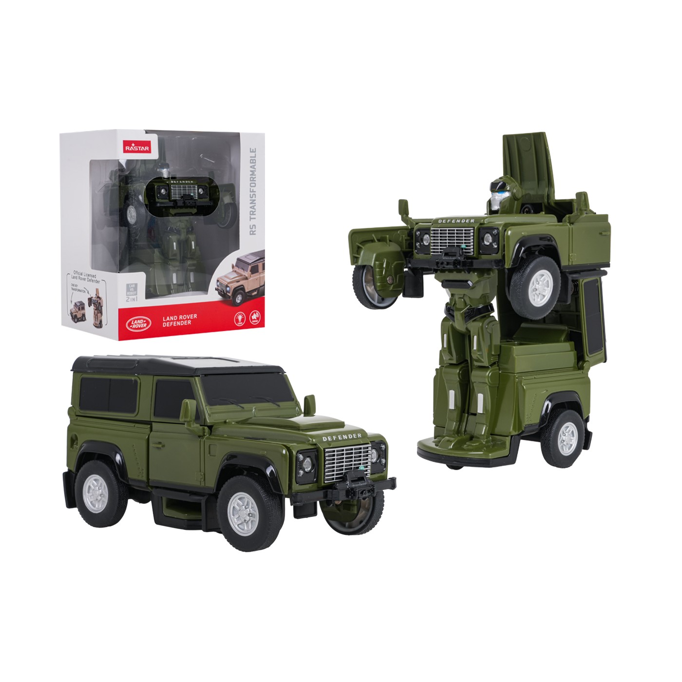 Metal Car/Robot 2in1 1:32 Land Rover Defender Green RASTAR