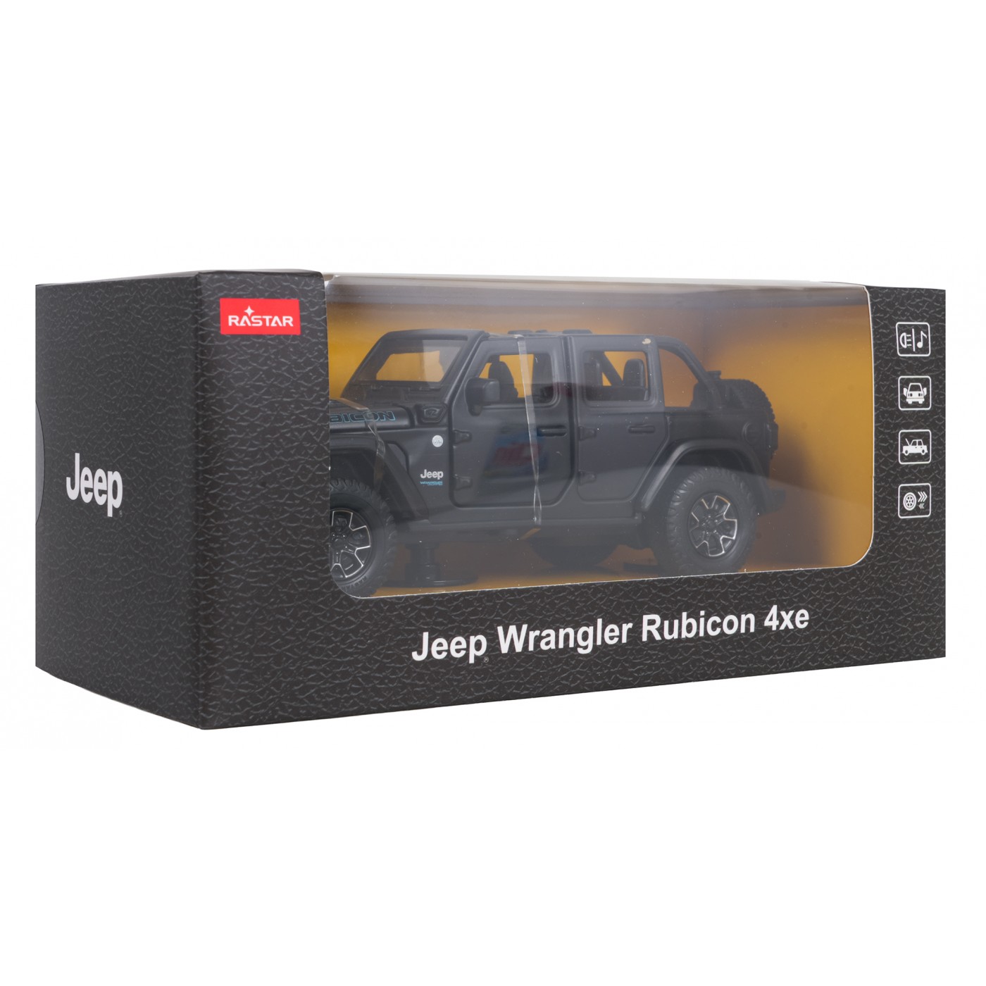 Metal Car 1:32 Jeep Wrangler Rubicon Black RASTAR