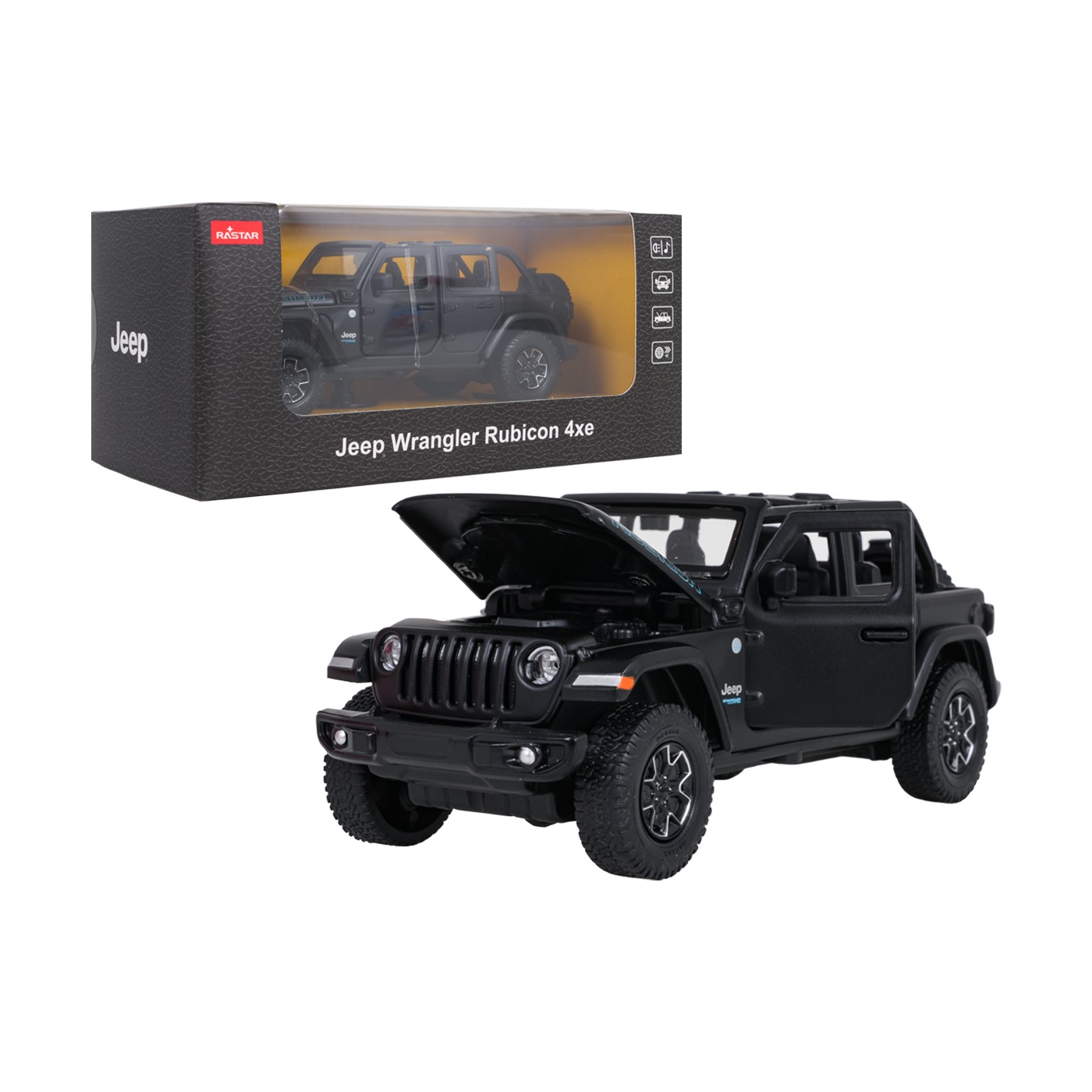 Metal Car 1:32 Jeep Wrangler Rubicon Black RASTAR