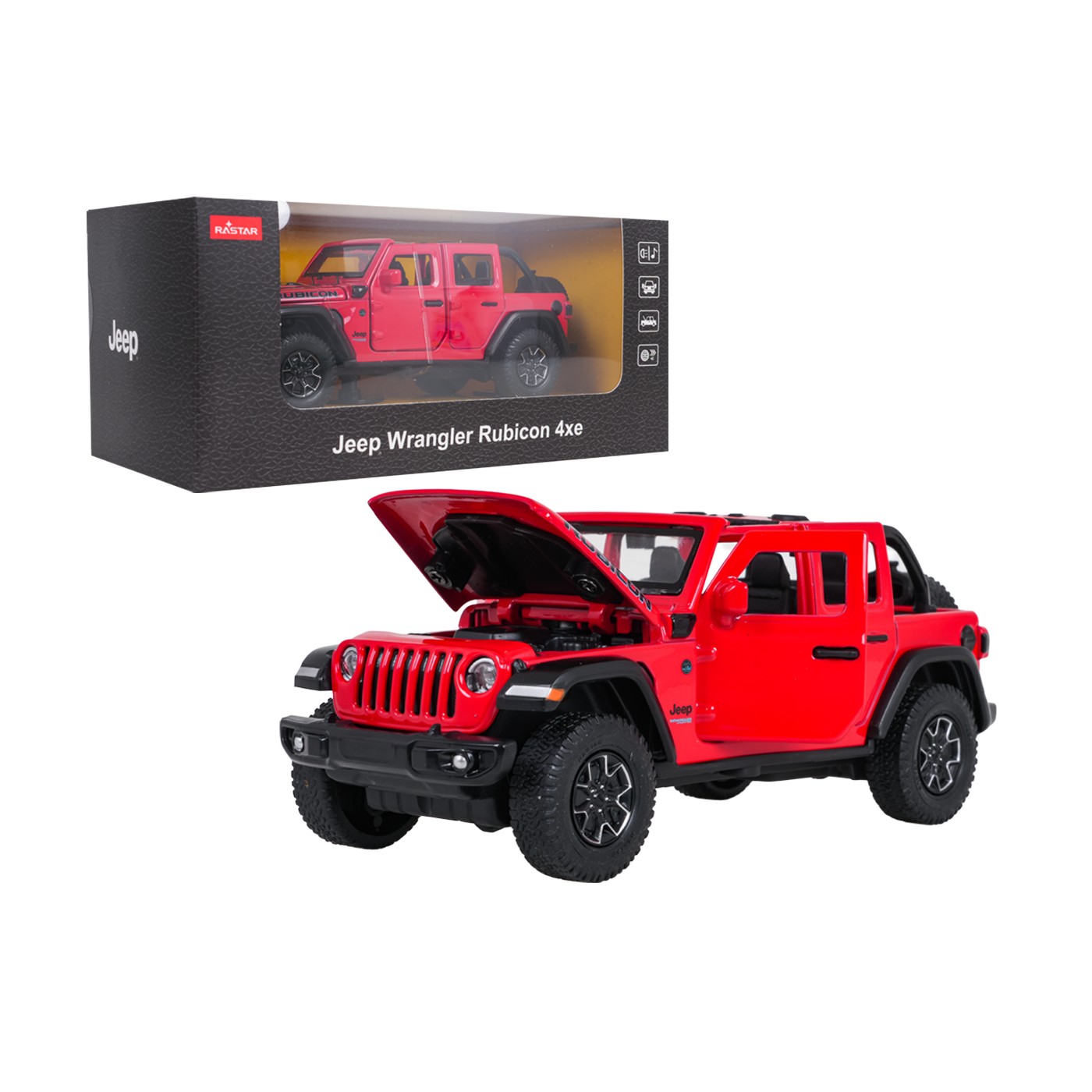 Metal Car 1:32 Jeep Wrangler Rubicon Red RASTAR