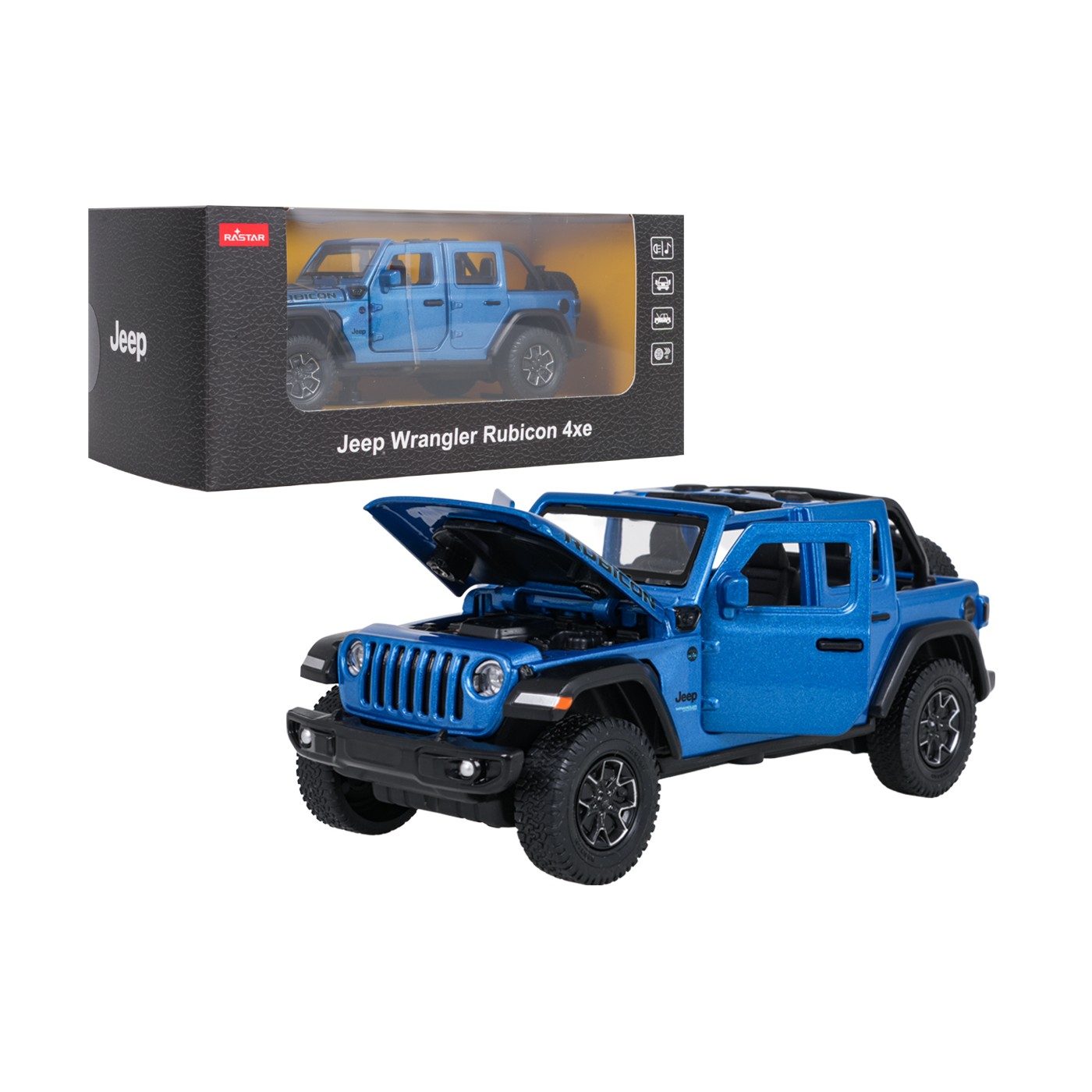 Metal Car 1:32 Jeep Wrangler Rubicon Blue RASTAR