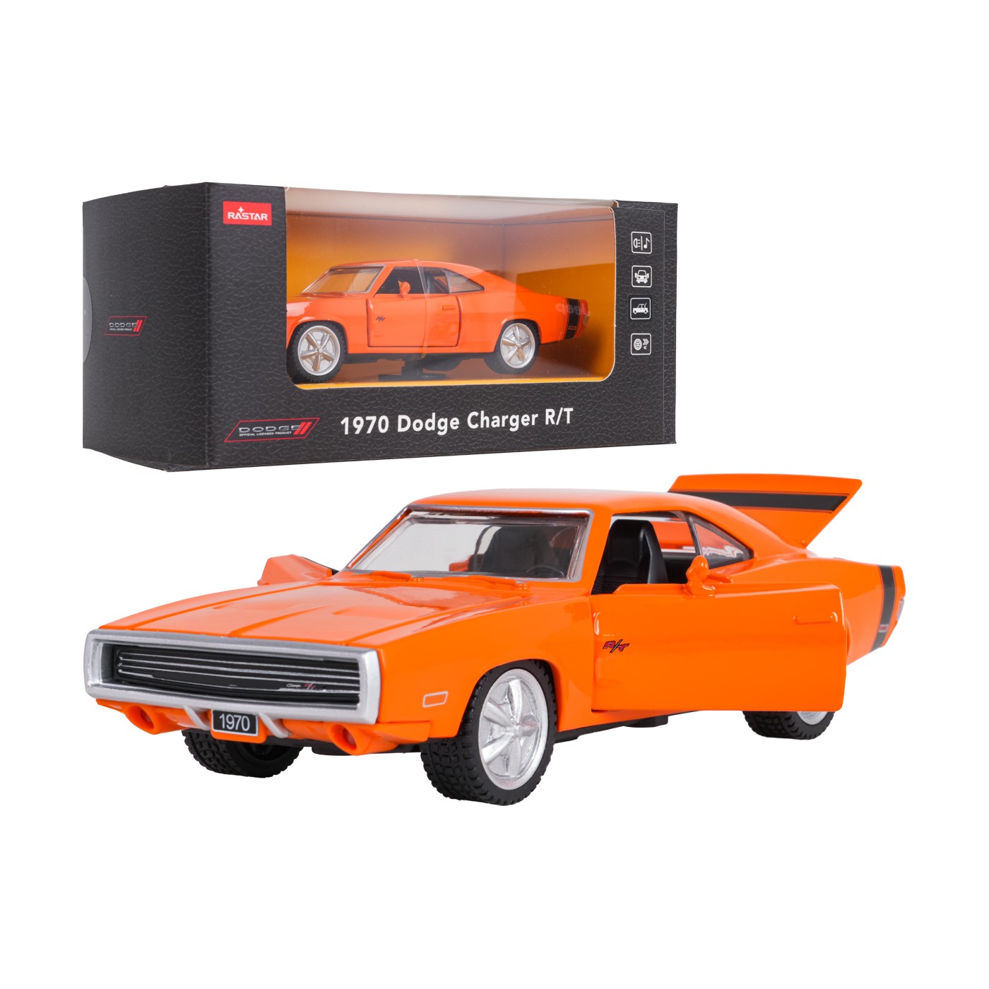 Metal Car 1:36 1970 Dodge Charger R/T Orange RASTAR