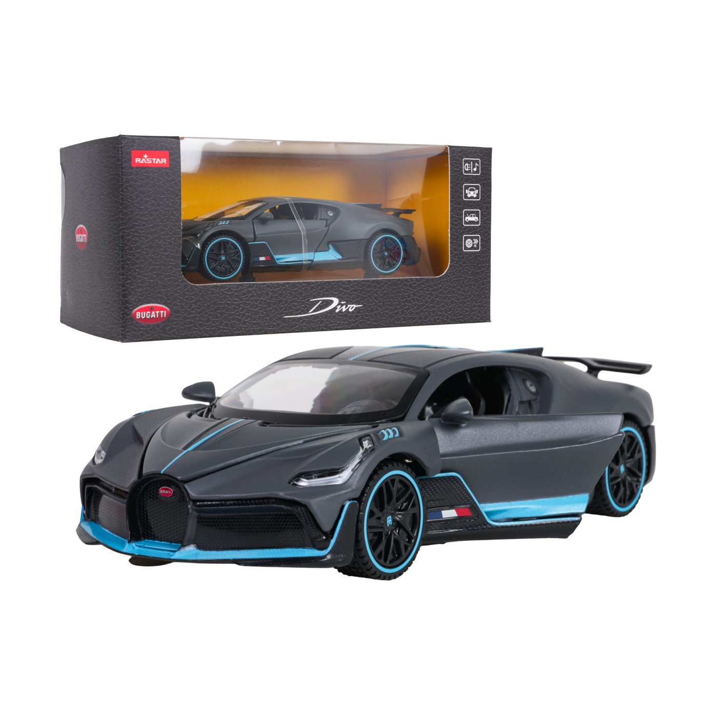 Metal Car 1:32 Bugatti Divo Gray RASTAR
