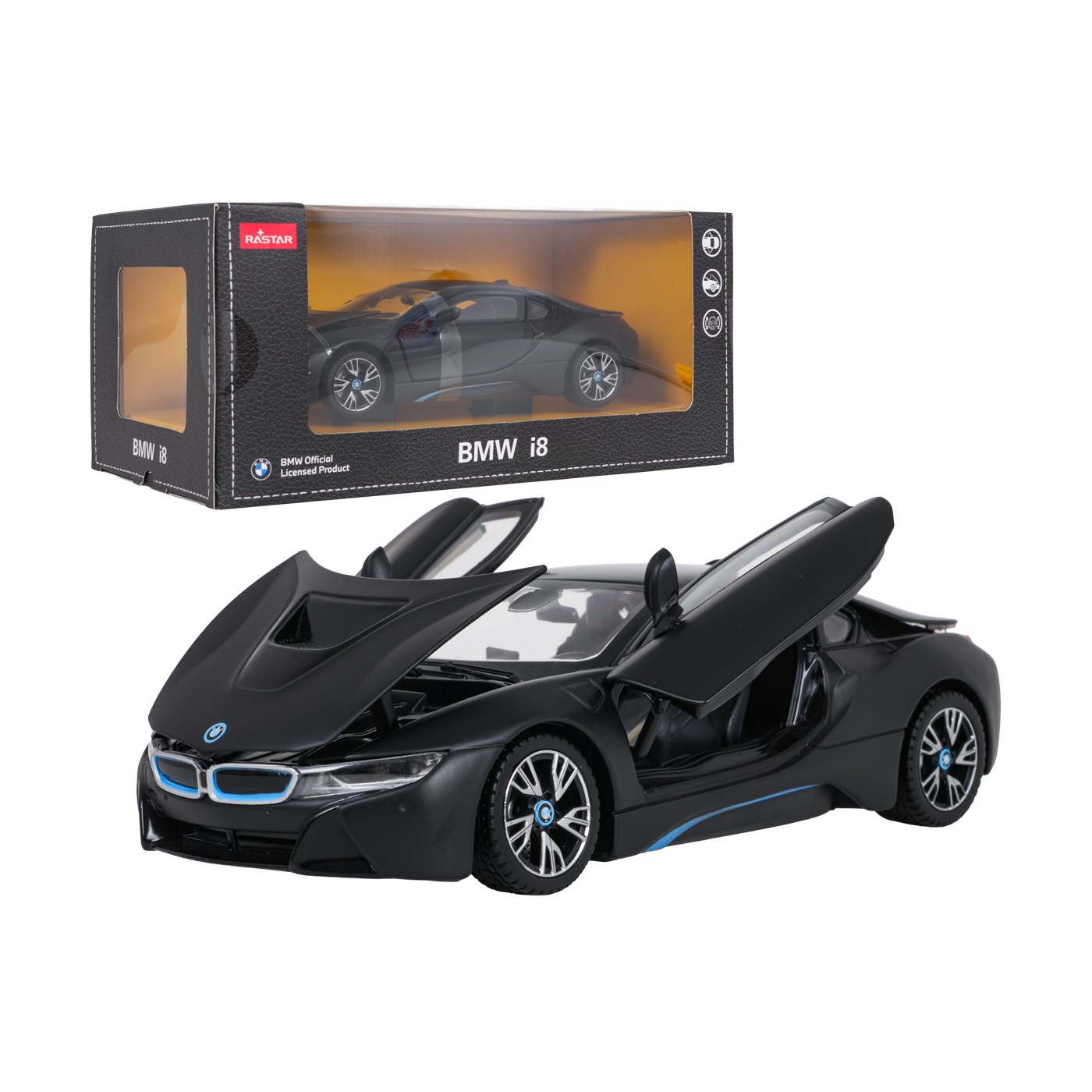 Metal Car 1:24 BMW i8 Black RASTAR