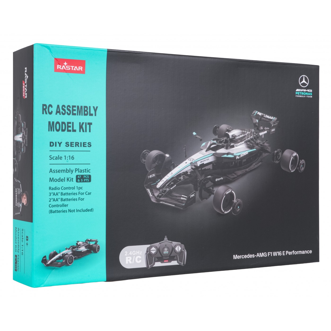 R/C car 1:16 Mercedes-AMG F1 W16 E Performance Building Kit Black RASTAR